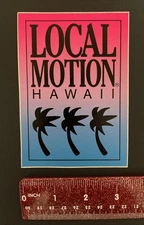 LOCAL MOTION Hawaii Surfboard Clear Neon Pink, Blue 80's Vintage Surfing STICKER
