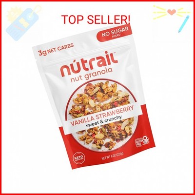 NuTrail Nut Granola Cereal, Vanilla Strawberry, No Sugar Added, Keto, Low Carb, 