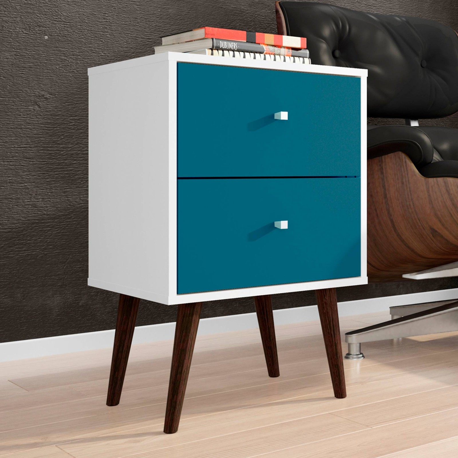Liberty 17 3/4" Wide Aqua Blue 2-Drawer Modern Nightstand