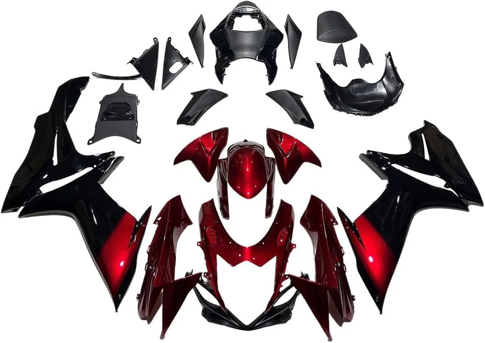 Carenados de inyección rojo caramelo negro para carrocería Suzuki GSXR600 GSXR750 2011-2026 Foto 2 de 4