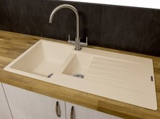 Reginox Harlem15 Kitchen Sink 1.5 Bowl Caffe Silvery Granite Reversible Waste