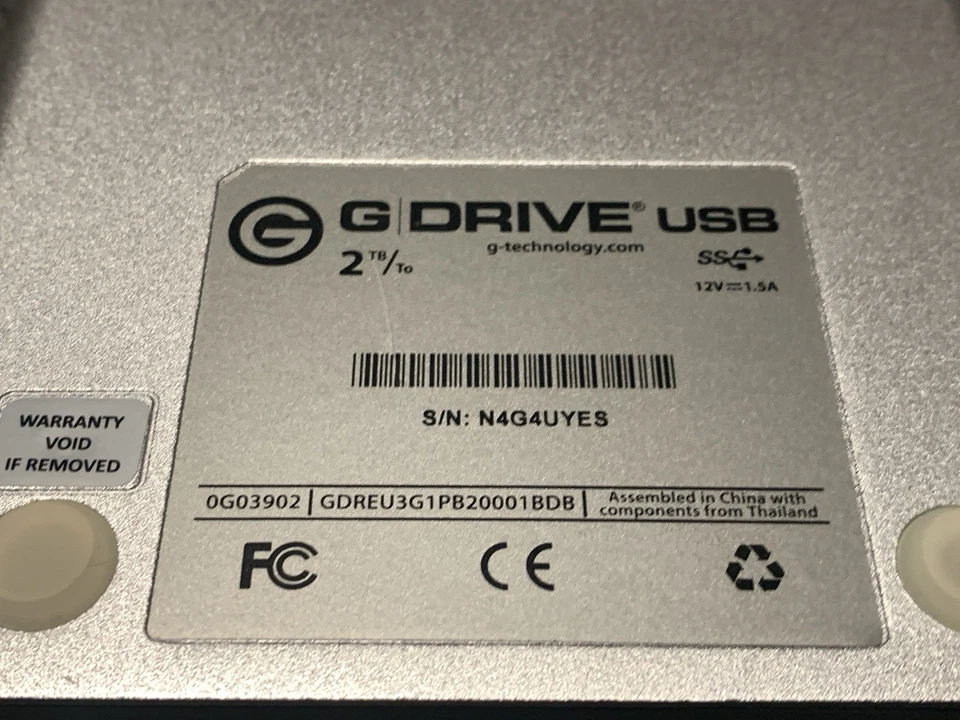 G-Technology G-Drive 2TB External Hard Drive 0G02529 USB 3.0 W/ - FOR PARTS - Image 3 of 3