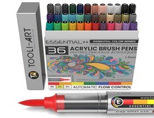 36 Stylos de Peinture Acrylique à Pointe Flexible avec Couleurs Essentielles