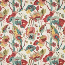 GP & J Baker Large Floral Print Fabric California Teal Pimento 2.15 yd BP10631.4