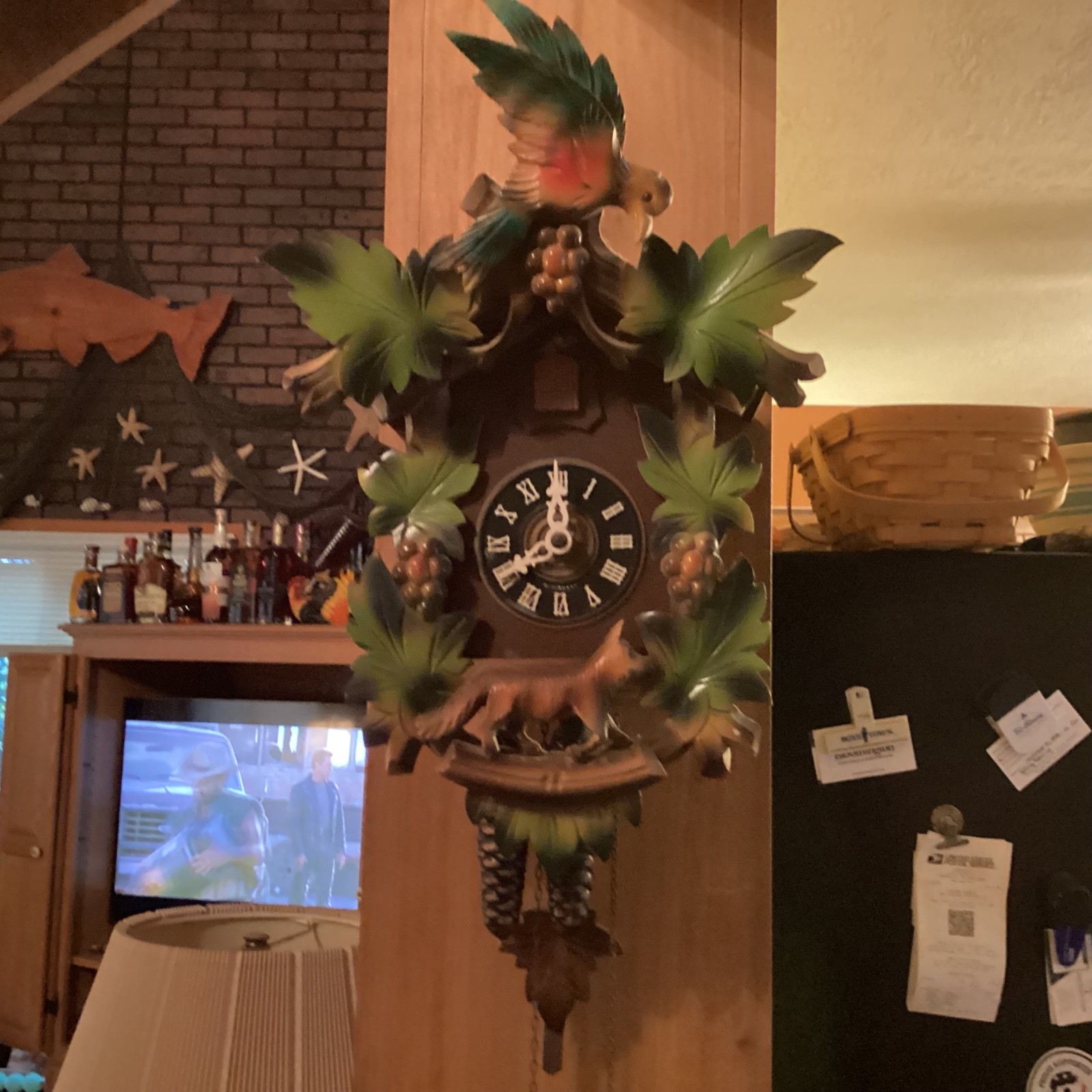 Vintage German Black Forest Bird and Fox Cuckoo Clock As Is / For Repair parts