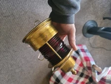 Vintage Brass Lamp Red Globe