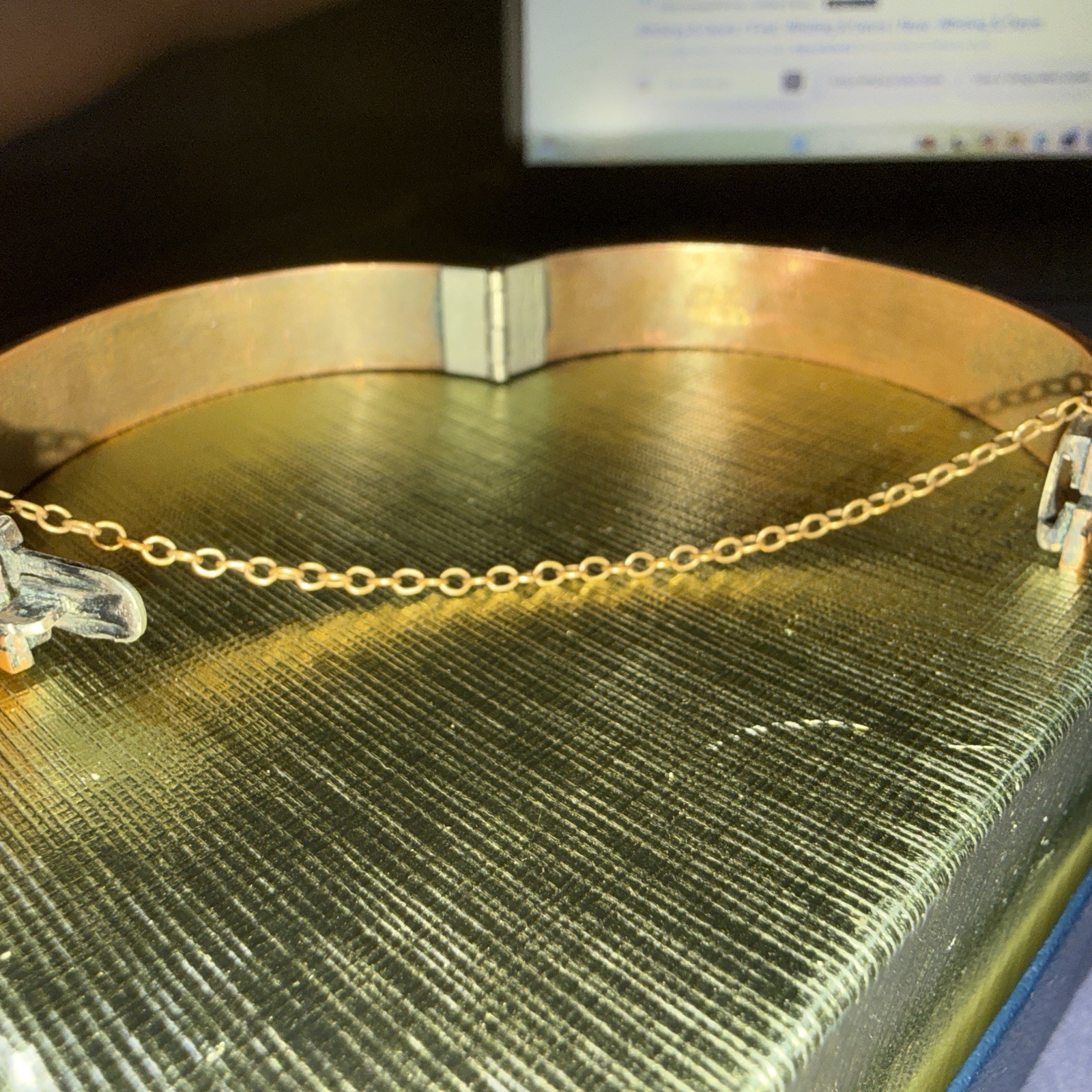 Whiting & Davis signed Solid Copper Embossed Bang… - image 4