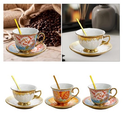 Keramik Kaffeetasse und Untertasse Cappuccinotasse schönes elegantes Porzellan Teeservice
