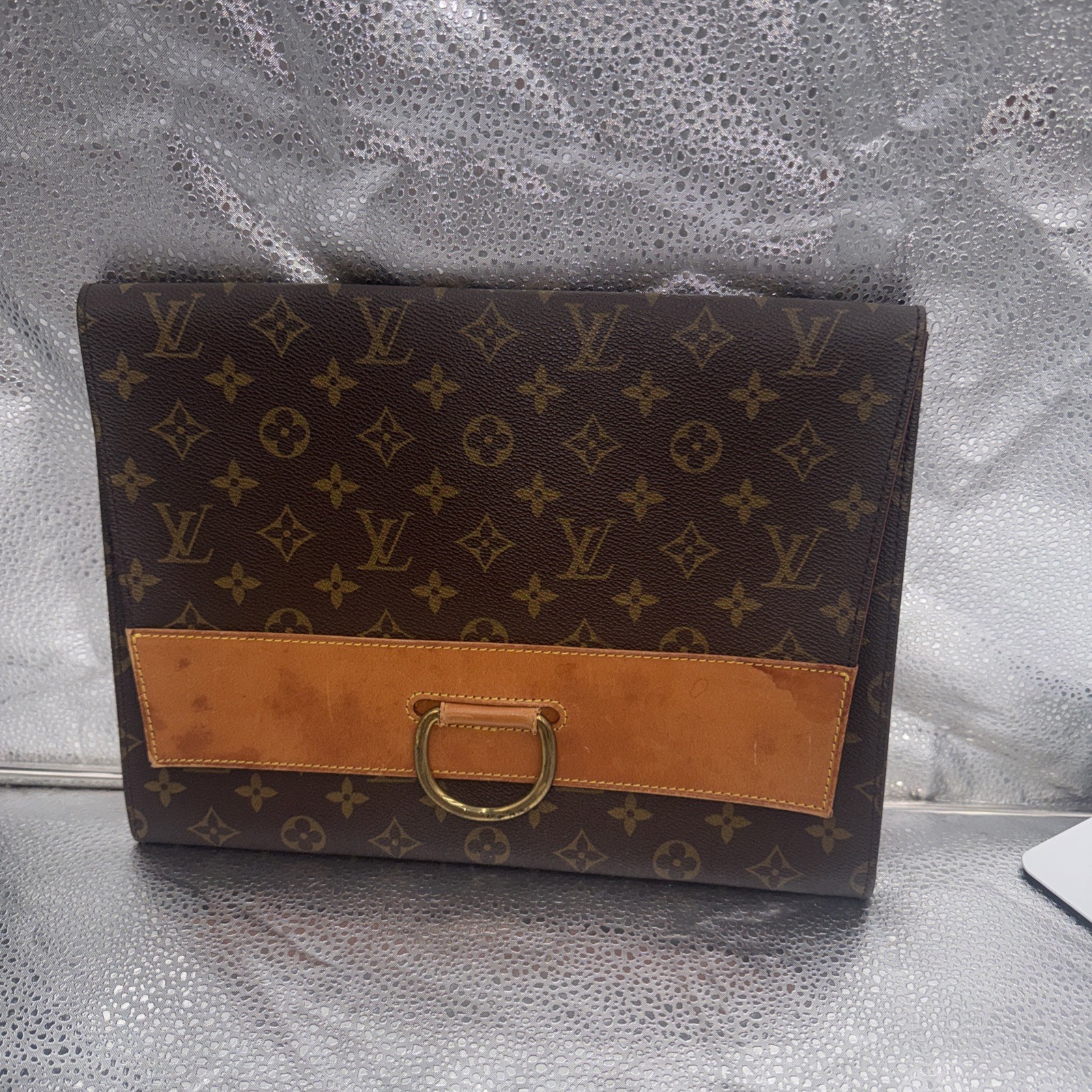 LOUIS VUITTON LENA CLUTCH 32 BROWN CANVAS LEATHER MONOGRAM Classic Bag