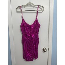 Lulus Mini Dress Medium Pink Sequins Bodycon Mermaid Swiftie Club Bling NWT