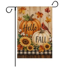 Juynyyn Fall Garden Flag Double Sided, Small Burlap Welcome Autumn Pumpkin Su...