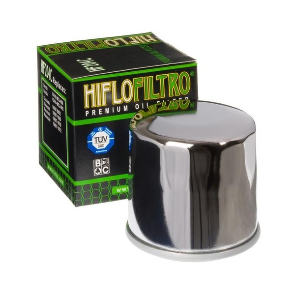 HF204C Oilfilter Chrome Honda Kawasaki Arctic Cat Triumph Harley Yamaha MV Augus-image