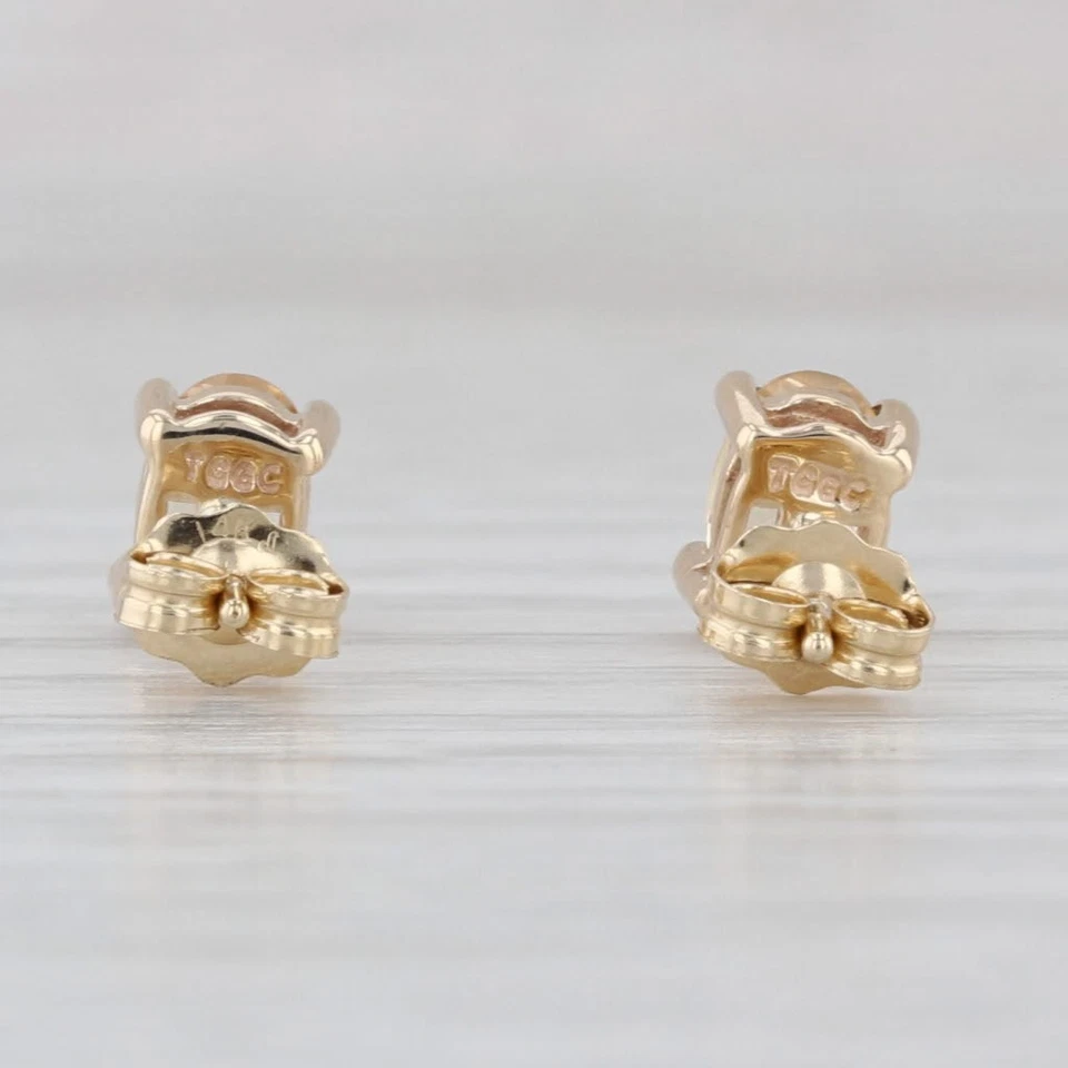 1.07ctw Yellow Topaz Stud Earrings 10k Yellow Gold Oval Solitaire Studs - Image 4 of 4