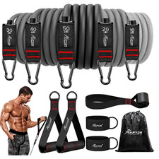 Resistance Bands Set w/ Handles Door Anchor Ankle Straps Home Gym Kit