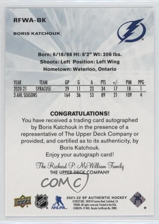 2021 SP Authentic 2011-12 Retro Future Watch Autos Boris Katchouk Rookie Auto RC - Image 2 of 2