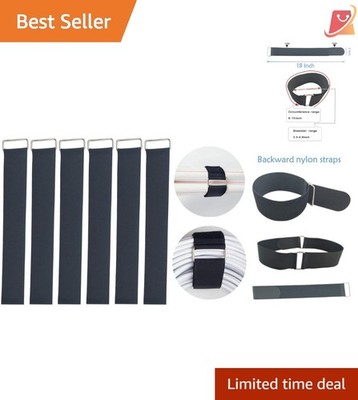 6Pcs Nylon Heavy Duty Reusable Hook and Loop Cinch Straps 18x2 for Cable