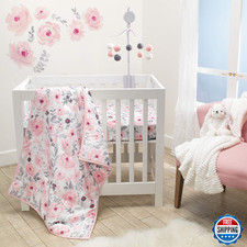Bedtime Originals Blossom Pink Watercolor Floral 3-Piece Mini Crib Bedding Set