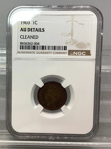 1903 Indian Head Cent Penny - NGC - AU Details - Cleaned