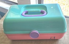 Caboodles On The Go Girl Makeup Organizer Teal  Pink 13"x7.5"x6"