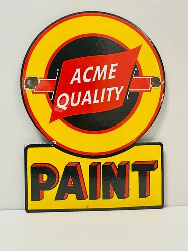 ACME Quality Paints Porcelain Enamels Advertising Classic Vintage Sign 5.5" x 8"