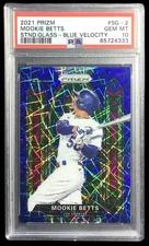 2021 prizm #2 mookie betts; blue velocity /15 stained glass PSA 10 (COLOR MATCH)