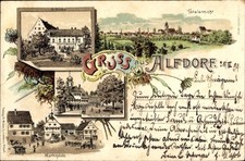 Litho Alfdorf in Württemberg, Schloss, Marktplatz, Pfarrhaus, Linde - 10895659