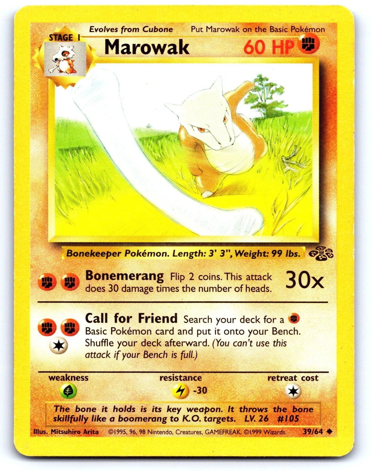 Marowak 39/64 Uncommon Jungle Pokemon Unlimited Moderately Played