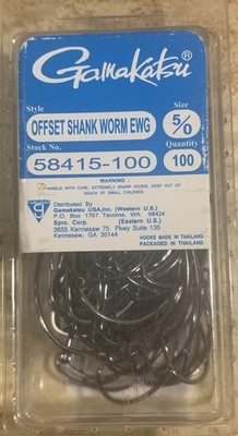 Gamakatsu Offset Shank Worm EWG 5/0 Hooks 100 pack