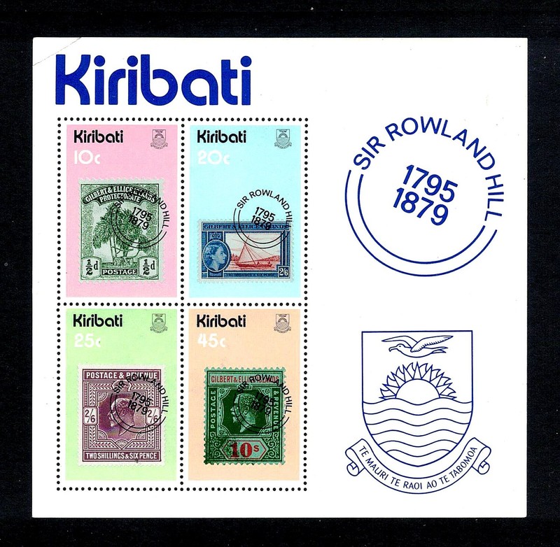 Kiribati Sc #344a Mint-OGNH 1979 Souvenir Sheet Stamps On Stamp Sir Rowland Hill
