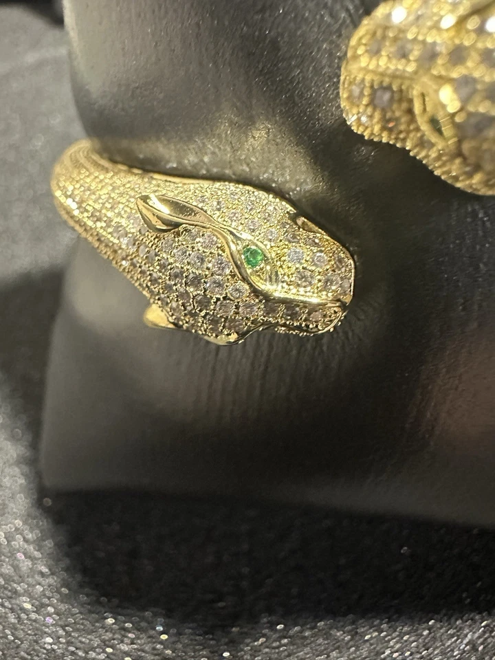 Pulsera Pantera Pulsera Moissanita Talla 7 Chapada en Oro Sobre Plata Joyería Foto 4 de 4