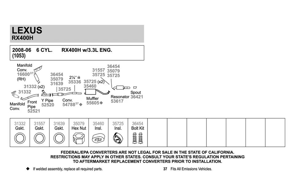 For Toyota Tacoma 05-15 Graphoil Composite Donut Exhaust Manifold Flange Gasket Foto 3 de 4