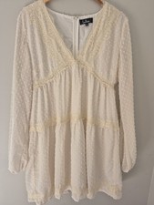 Lulus Wistful Moment off white Long sleeve Lace Dress Wedding Bachelorette Sz XL