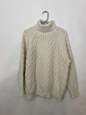 Women 2XL Wool Blend Fisherman Chunky Cable Knit Turtleneck Sweater Capsule Chic