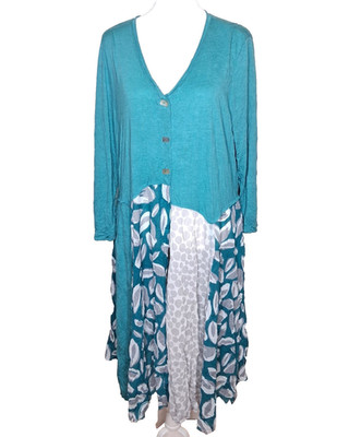 Chalet et Ceci Orla Jacket 3 Button Tunic Mixed Media Prints Sz L New With Flaw