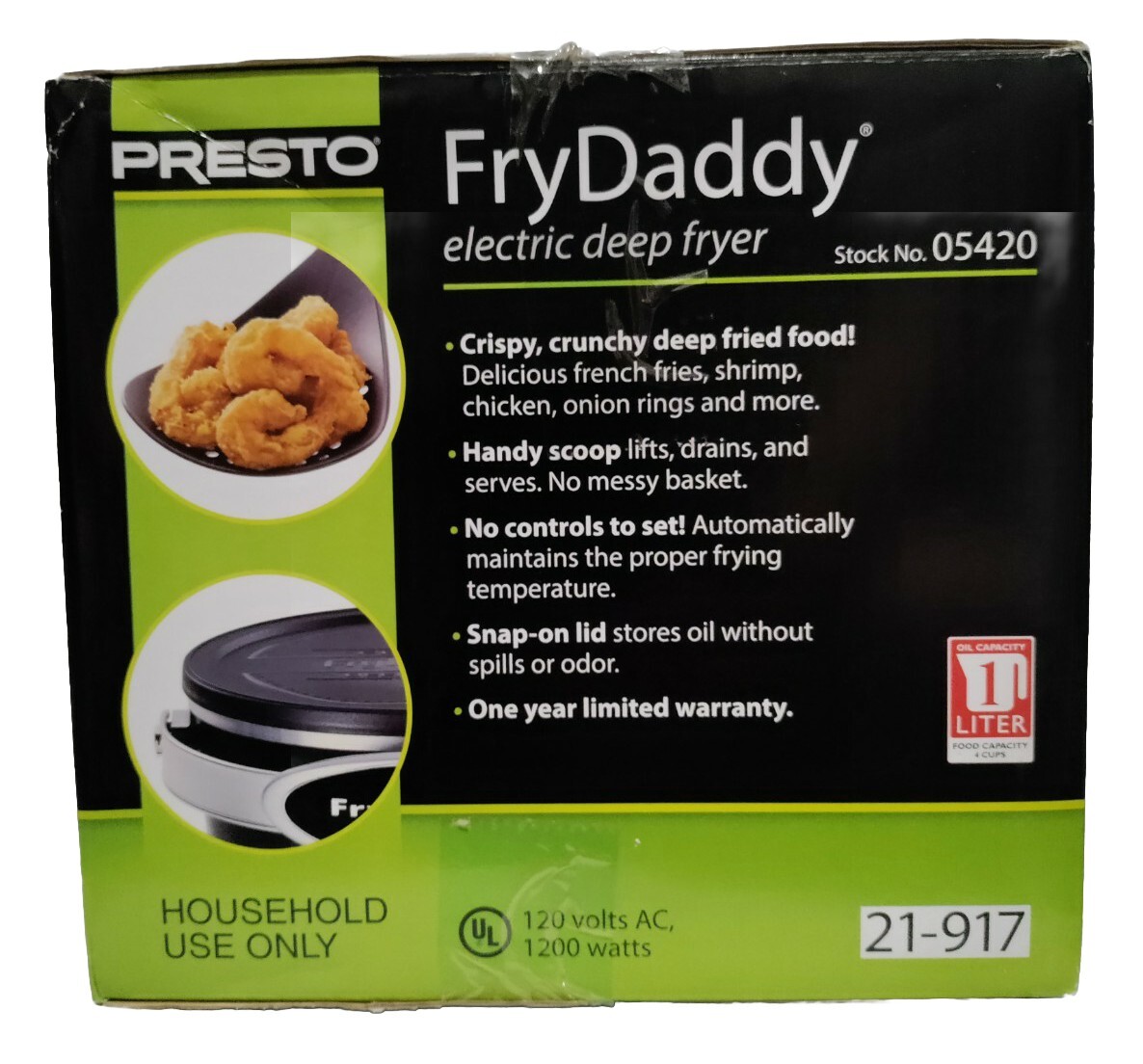 Presto 05420 FryDaddy Electric Deep FryerSnap On Storage LidHandy