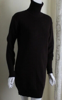 Yohji Yamamoto Sz M Modernist BROWN Wool Art Rib Long Knit Sweater  