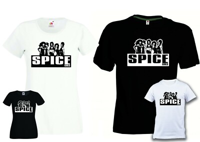 SPICE GIRLS Damen Herren T-Shirt Baumwolle Weiß Schwarz Girl Power 90er Geschenkidee