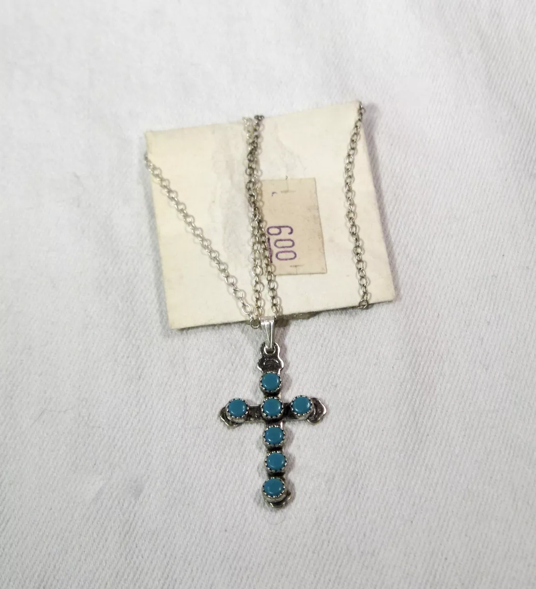 Small turquoise cross necklace sale