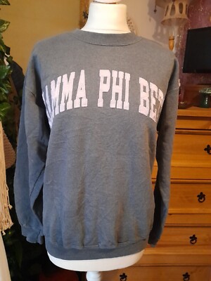 Vintage Sorority Gamma Phi Beta rosa grau Pullover Sweat Hanes College 80er 90er 