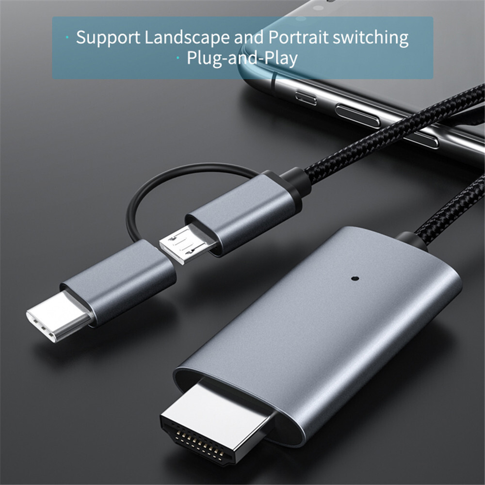 in Micro USB Type C to HDMI Cable Adapter HD 1080P For Phone