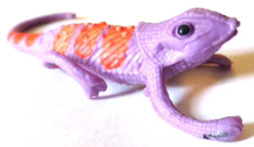 Vintage Little Plastic Purple with Orange on Top GECKO? Toy - Picture 4 of 6