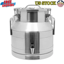 20L Stainless Steel Milk Can Heavy Duty Jug Sealed Lid Faucet Design Kitchen