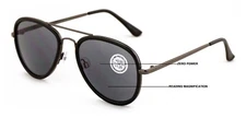 Large Metal Tear Drop Progressive Reading Sunglasses - Zero Power On Top No Line