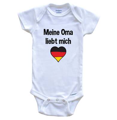 My Grandma Loves Me German Language Germany Heart Flag Baby Bodysuit