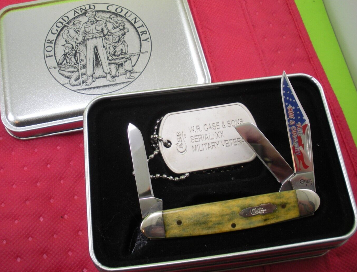 CASE FOR GOD & COUNTRY EQUAL END STOCKMAN KNIFE #63090 SS NEVER