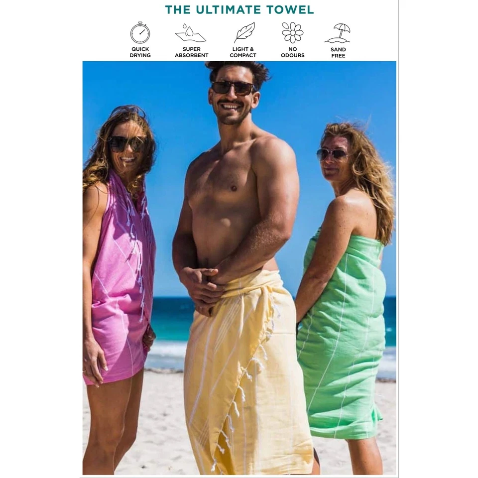 Toallas de playa, toalla de playa turca 39 x 70 - liviana de secado rápido sin arena Foto 2 de 4