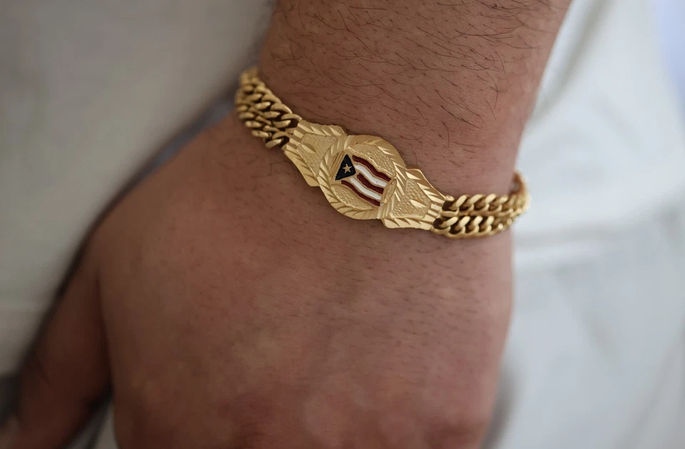 Gold Puerto Rico Flag Bracelet, 14k Gold Plated, No Fade, Waterproof - Image 3 of 4