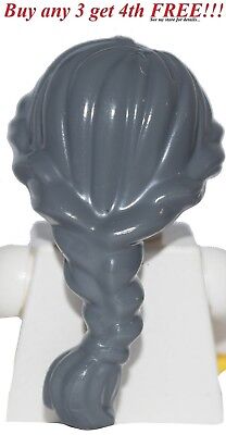 Lego Hair Female Girl Dark Bluish Gray Old Lady Women Grandma Braided Ponytail Ebay