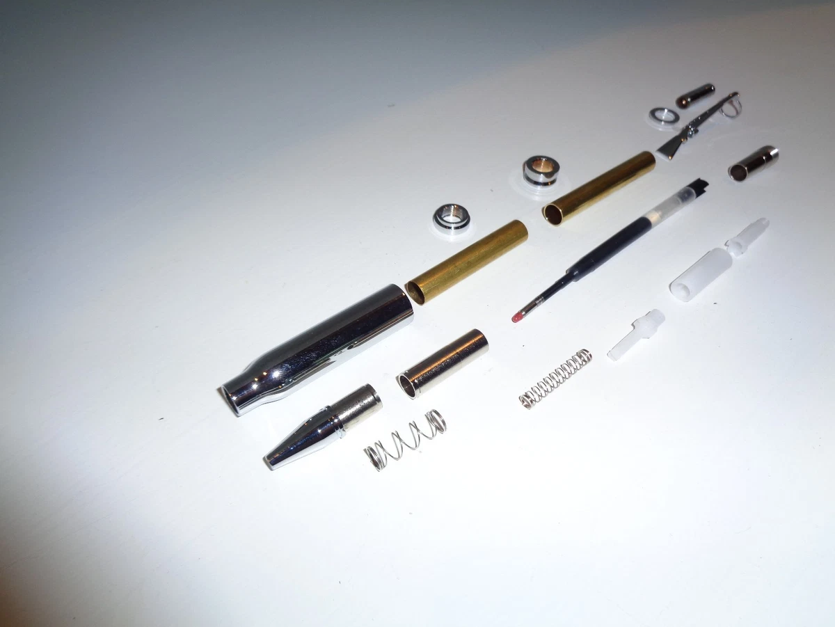 Cromo, bolígrafo Bullet Click con clip para rifle kit de torneado de madera