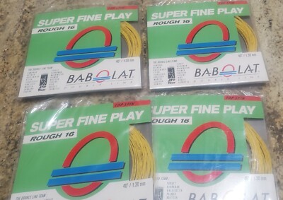 4 Babolat Super Fine Play Rough 16 Guage coils 12m 40' gold double line SPIN